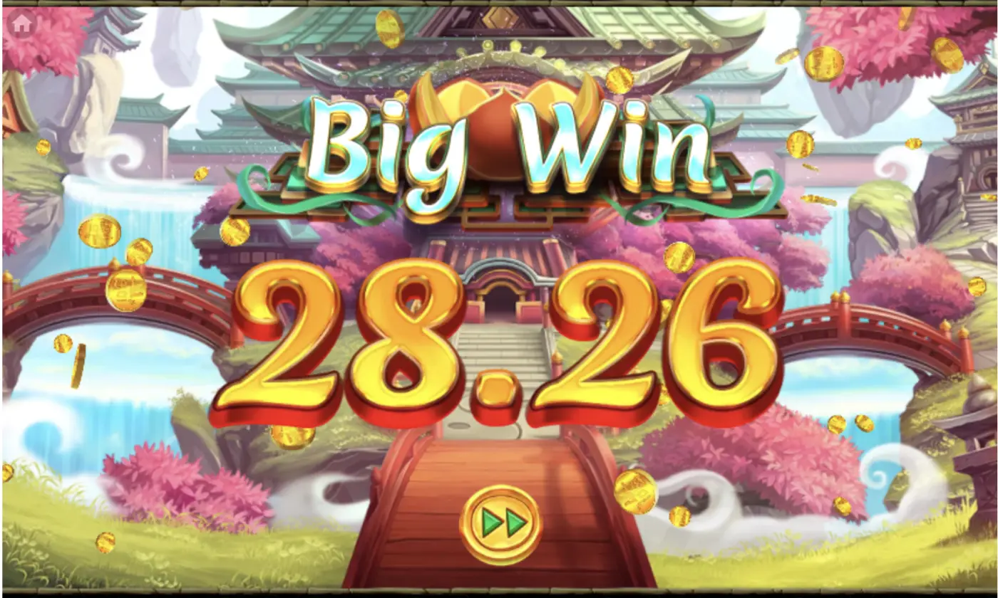 Big win screen on the Mystic Fortune Deluxe slot showing the payout total over the 5x4 reels